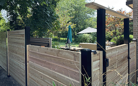 Cedar boards with aluminum posts